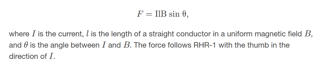 <p>is the force experienced by a conductor carrying an electric current in a magnetic field, resulting in motion perpendicular to both the current and the magnetic field direction. </p>