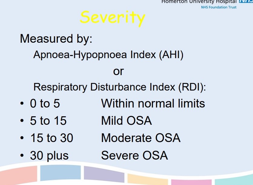 AHI

\
RDI

\
Epworth Sleepiness Scale (OSA= score >10/24)