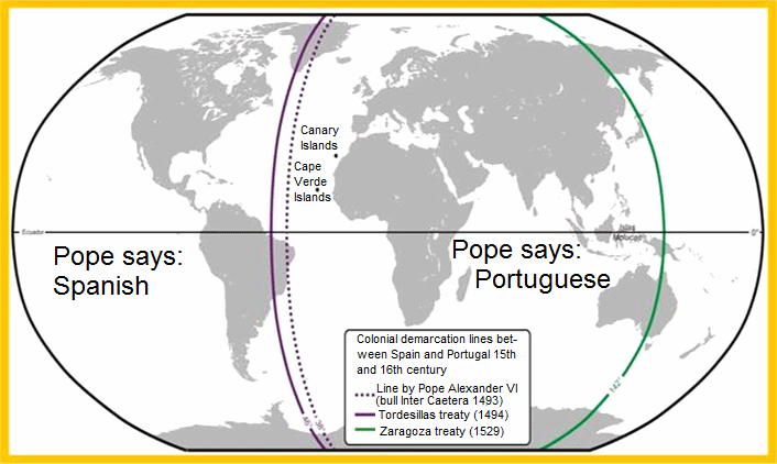 <p>split newly discovered lands between Spain and Portugal</p>