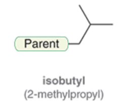 <p>A four-carbon alkyl functional group, derived from butane, characterized by a branched structure where the attachment point is on the primary carbon, and the secondary carbon is bonded to two methyl groups (CH_3).</p>