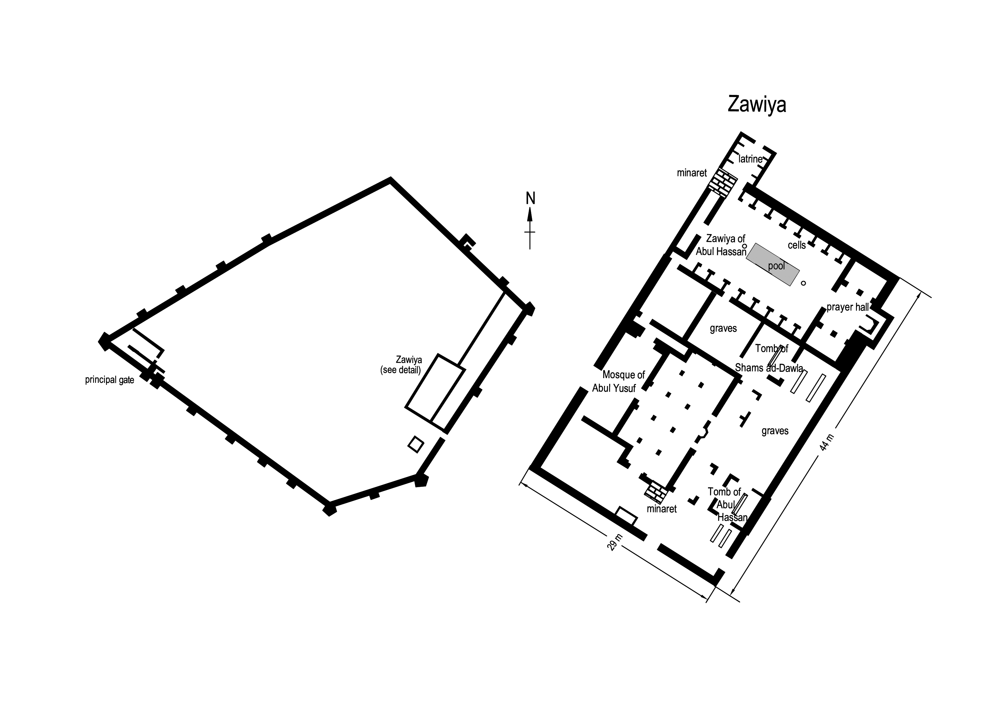 <p>Rabat; 14th century; Marinid; Minaret</p><ul><li><p><span>Marinid Funerary precinct with mosques and madrasa outside of Rabat</span></p></li><li><p><span>Burial grounds for well-to-do members of society, association with royal family</span></p><ul><li><p><span>Marinids were buried in inner enclosure</span></p></li></ul></li><li><p>Inner mosque was a smaller hypostyle</p></li><li><p>Minaret: <span>Echoes form and ornament of minarets in the same region; stone rather than brick</span></p></li></ul><p></p>