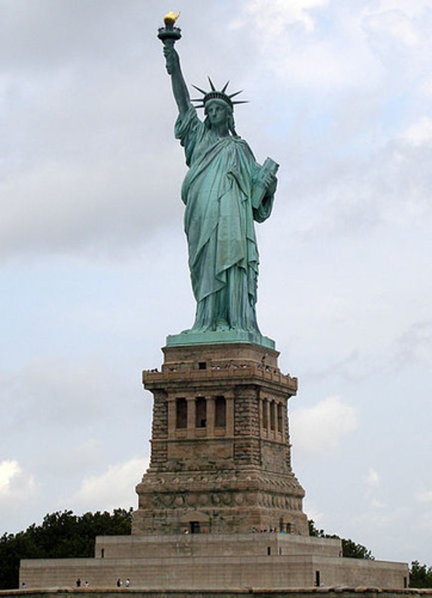 <p>Designed by Gustave Eiffel, erected in New York Harbor, a gift from France</p>