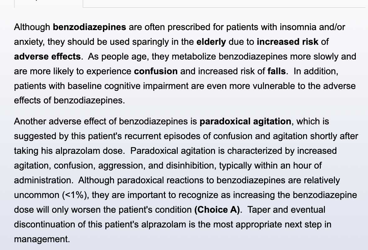 <p>Paradoxical Agitation via BZD</p>