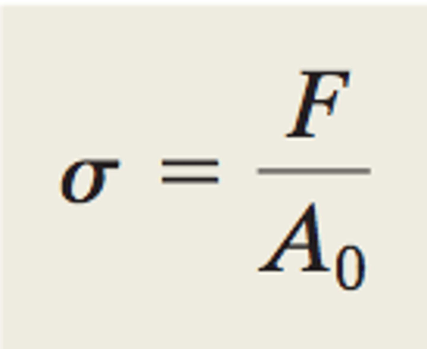 <p>Average force divided by the original cross-sectional area.</p>