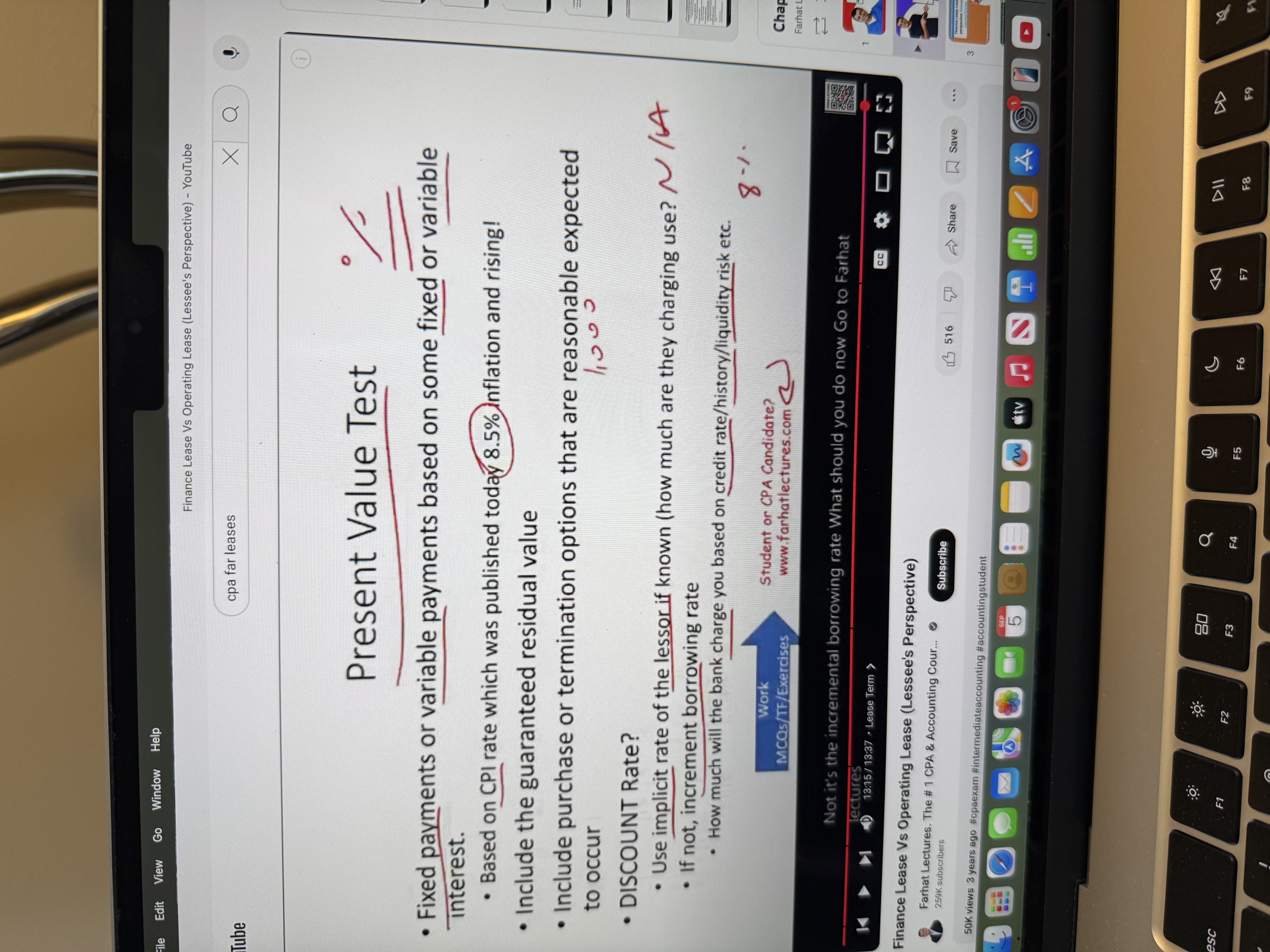 <p>See picture below for additional information regarding the present value test.</p>