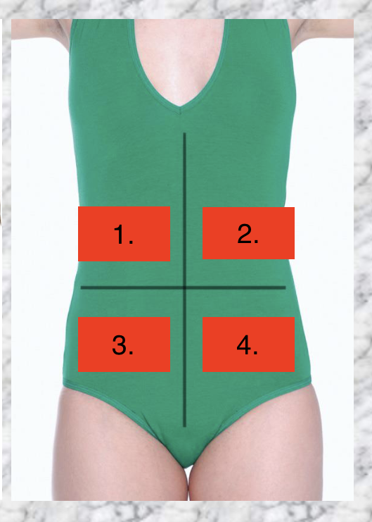 <p>Label the abdominal quadrants</p>