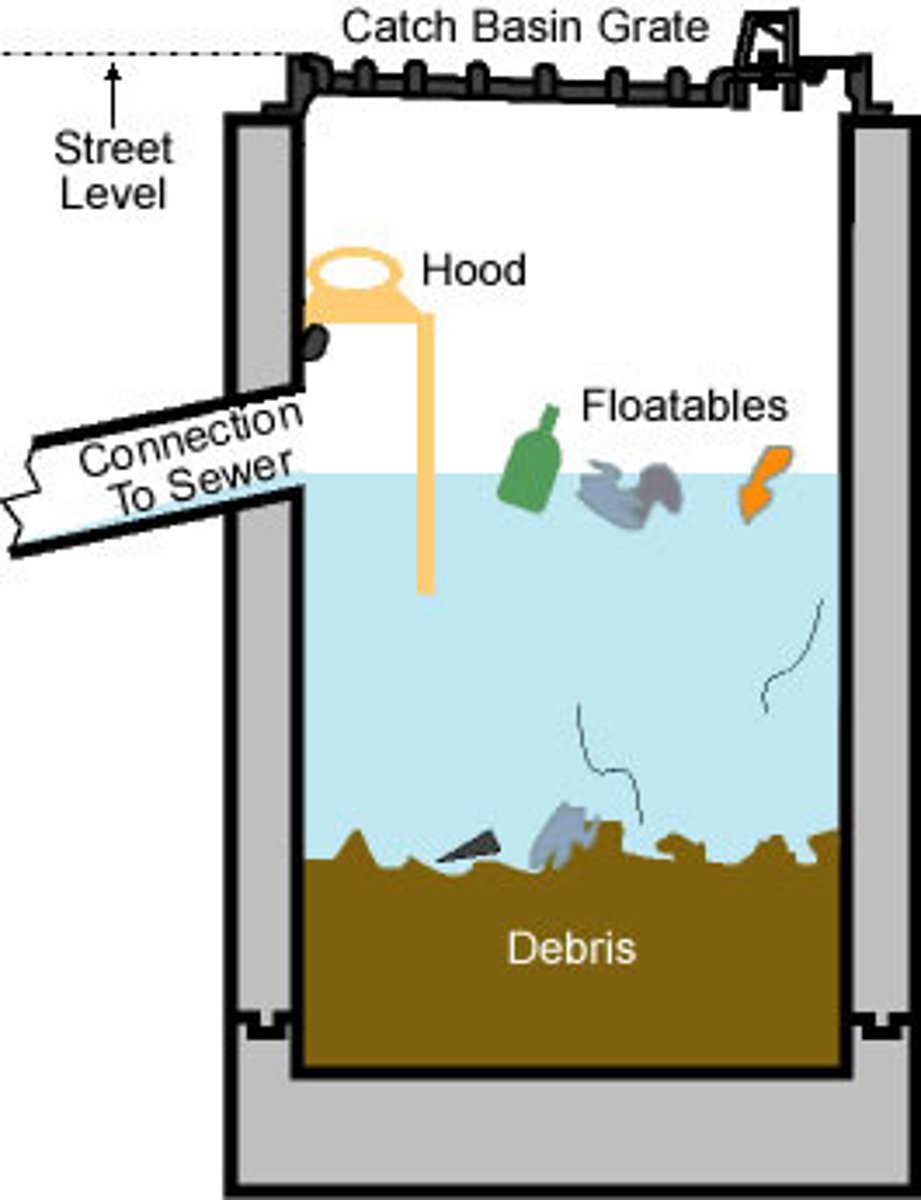 <p>a receptacle in which liquids are retained for a sufficient period of time to allow settable material to deposit.</p>