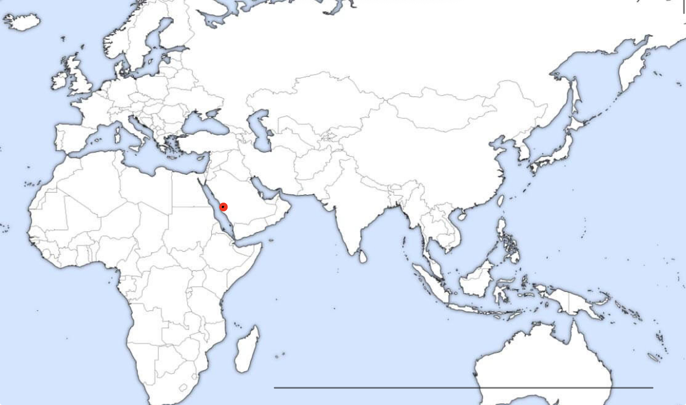 <p>On the western coast(almost) of Saudi Arabia, perfectly even with the southern border of Egypt</p>