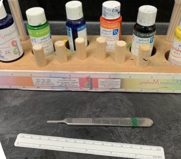 <p>aids in orientation and identification of surgical margins</p><p>Ink vs suture - commercial inking kits, prevent running of ink, air dry ~15 min&nbsp;</p><p>ink will bleed into surrounding tissue, take pic right after labeling&nbsp;</p>