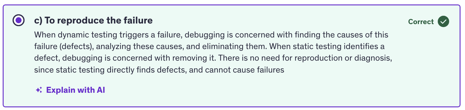 <p>c) to reproduce the failure</p>