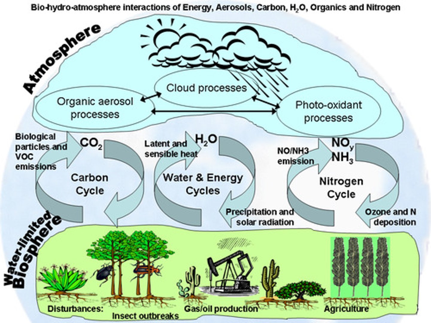 <p>Part of Earth in which life exists (including land, water, and air or atmosphere)</p>