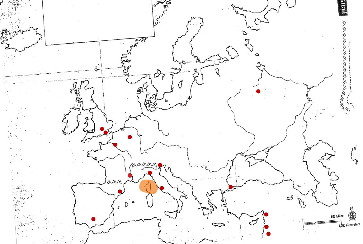 <p>the topmost of the 3 islands near Italy</p>