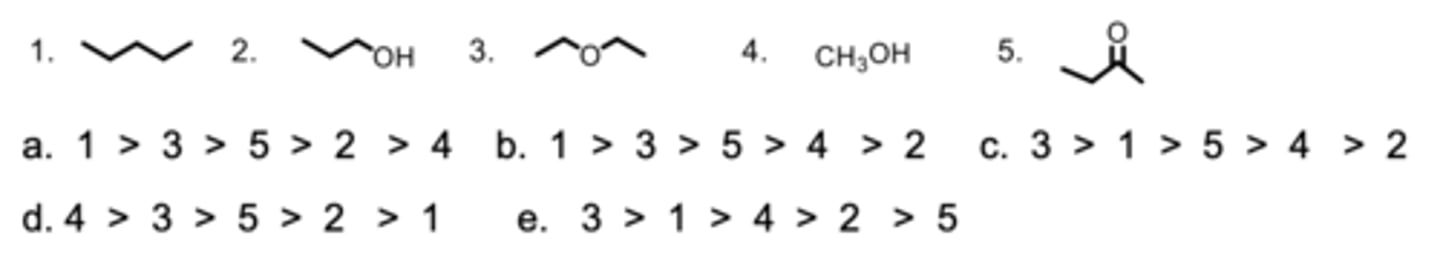 <p>Rank the molecules from highest to lowest solubility in hexane.</p>