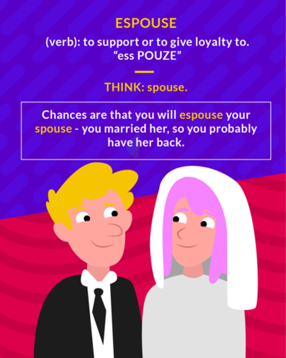 <p>(v.) to take up and support; to become attached to, adopt; to marry</p>