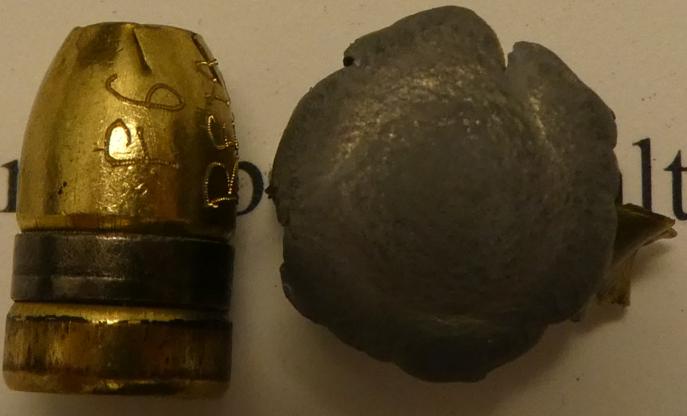 <p>The bullet of which cartridge is shown in this photo?</p>