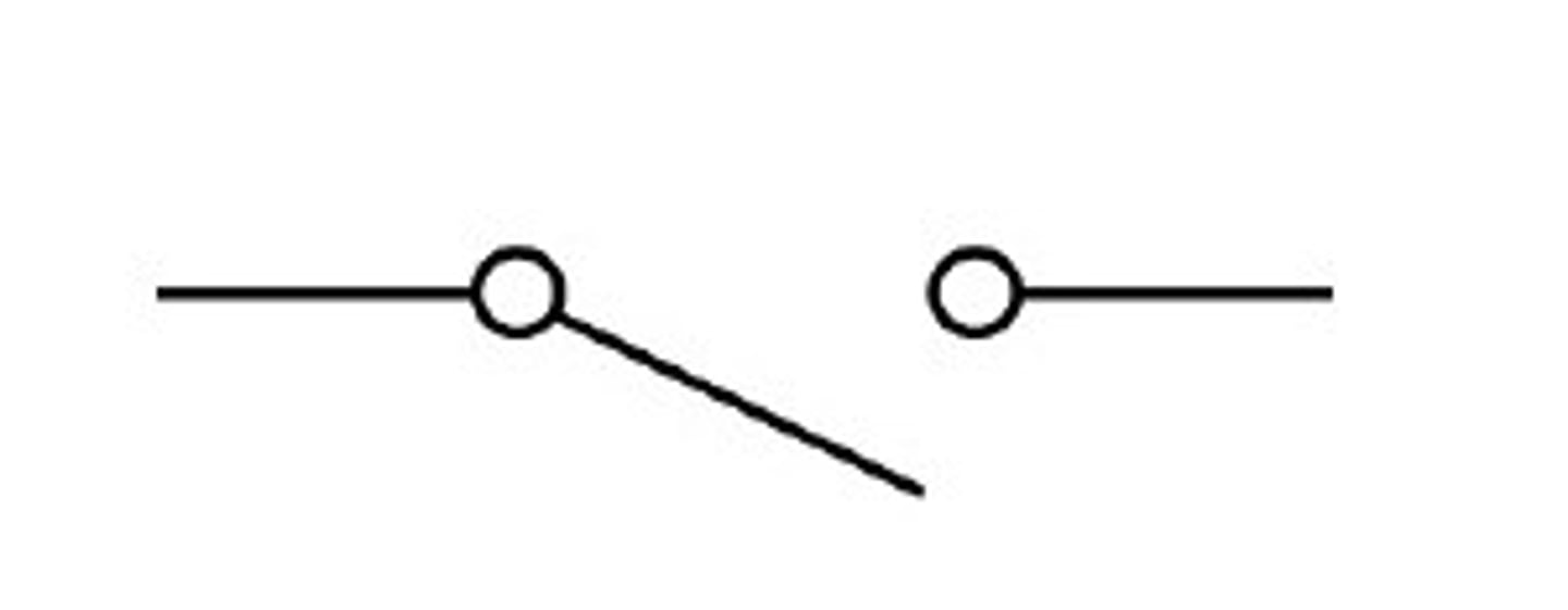 <p>a device that will create a break in a circuit loop to stop the flow of electrons from an energy source. Is NOT directional</p>