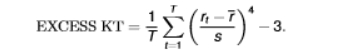 <ul><li><p>distribution with positive excess kurtosis is leptokurtic</p></li><li><p>distribution with negative excess kurtosis is platykurtic </p></li></ul><p></p>