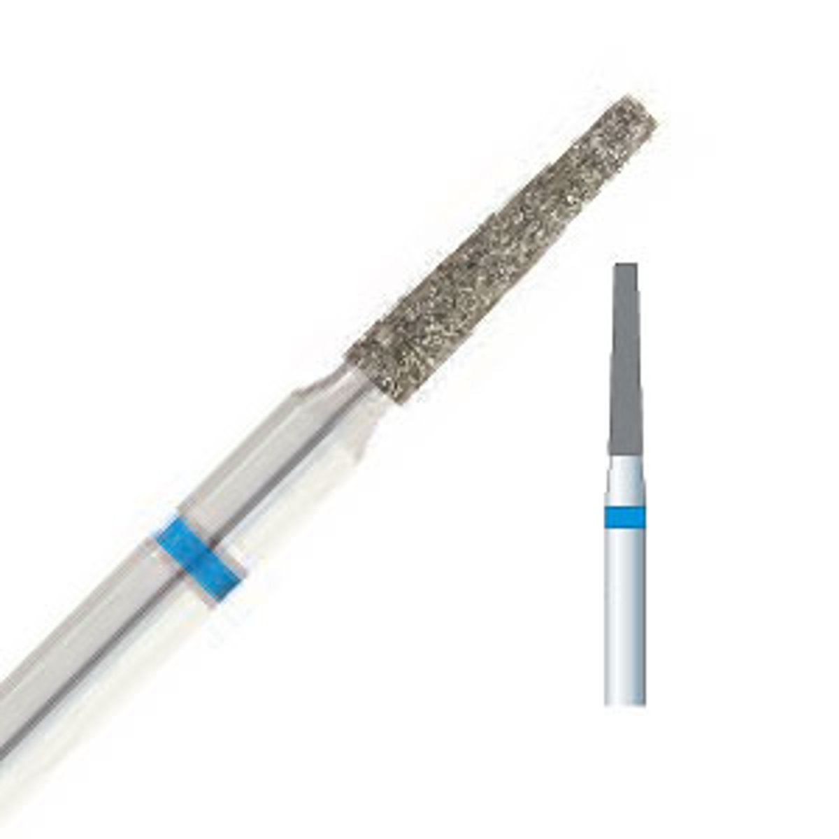 <p>7206; reduces tooth structure or polishes tooth structure depending on grit, commonly only used for crown prep</p>