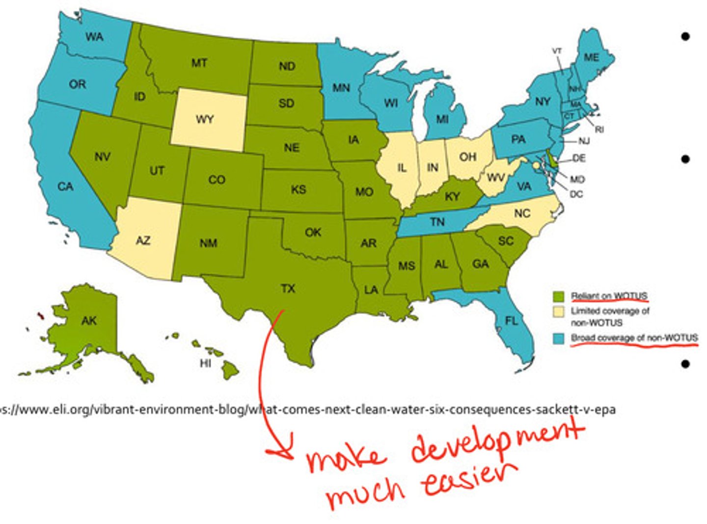 <p>- 24 states use direct federal CWA (no further state wetland protections)</p><p>- CT has regulations to protect wetlands</p>