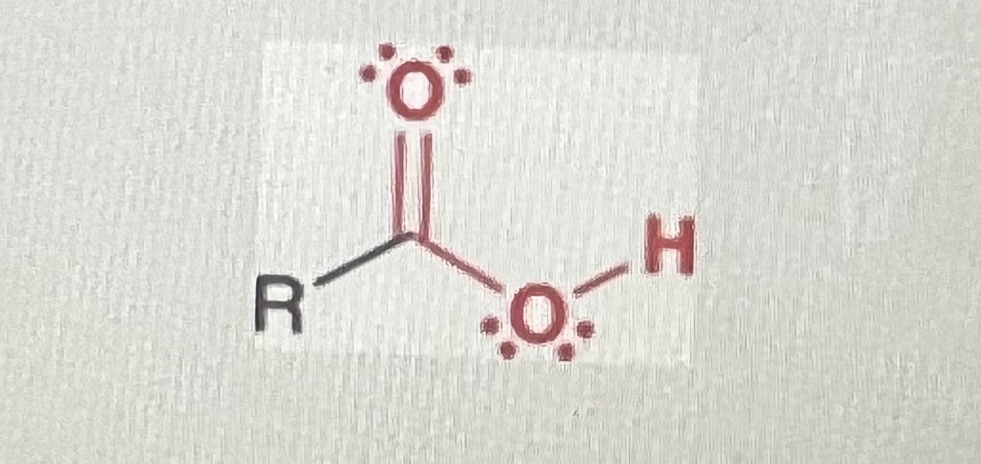 <p>(R=hydrogen or alkyl)</p><p>-contains carbonyl but is NOT a ketone or aldehyde</p><p>-OH has to be directly attached to carbonyl carbon</p>