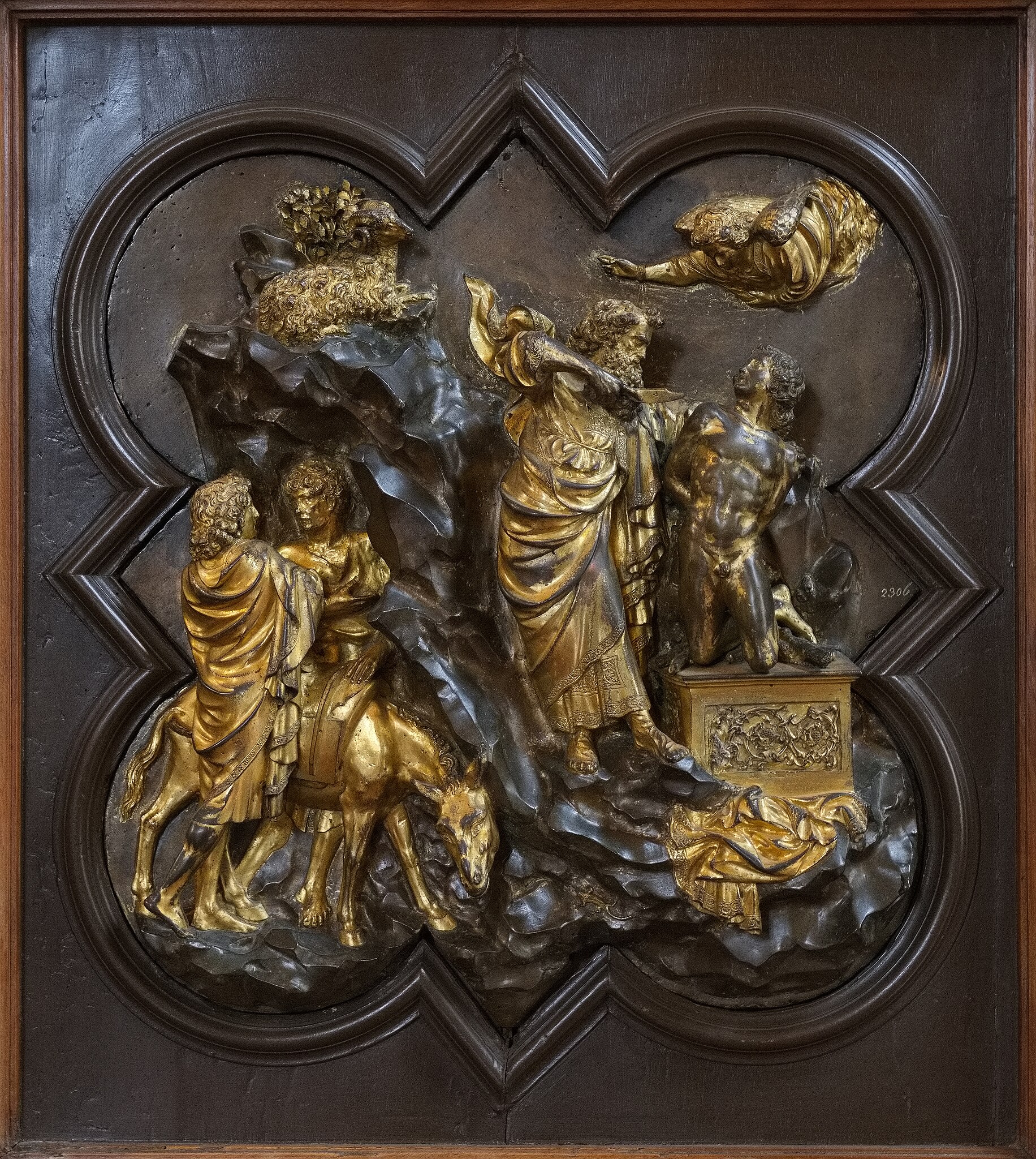 <p>Lorenzo Ghiberti, Sacrifice of Isaac, 1401-2</p><p></p><p>What are the piece’s form, function, content, and context?</p>
