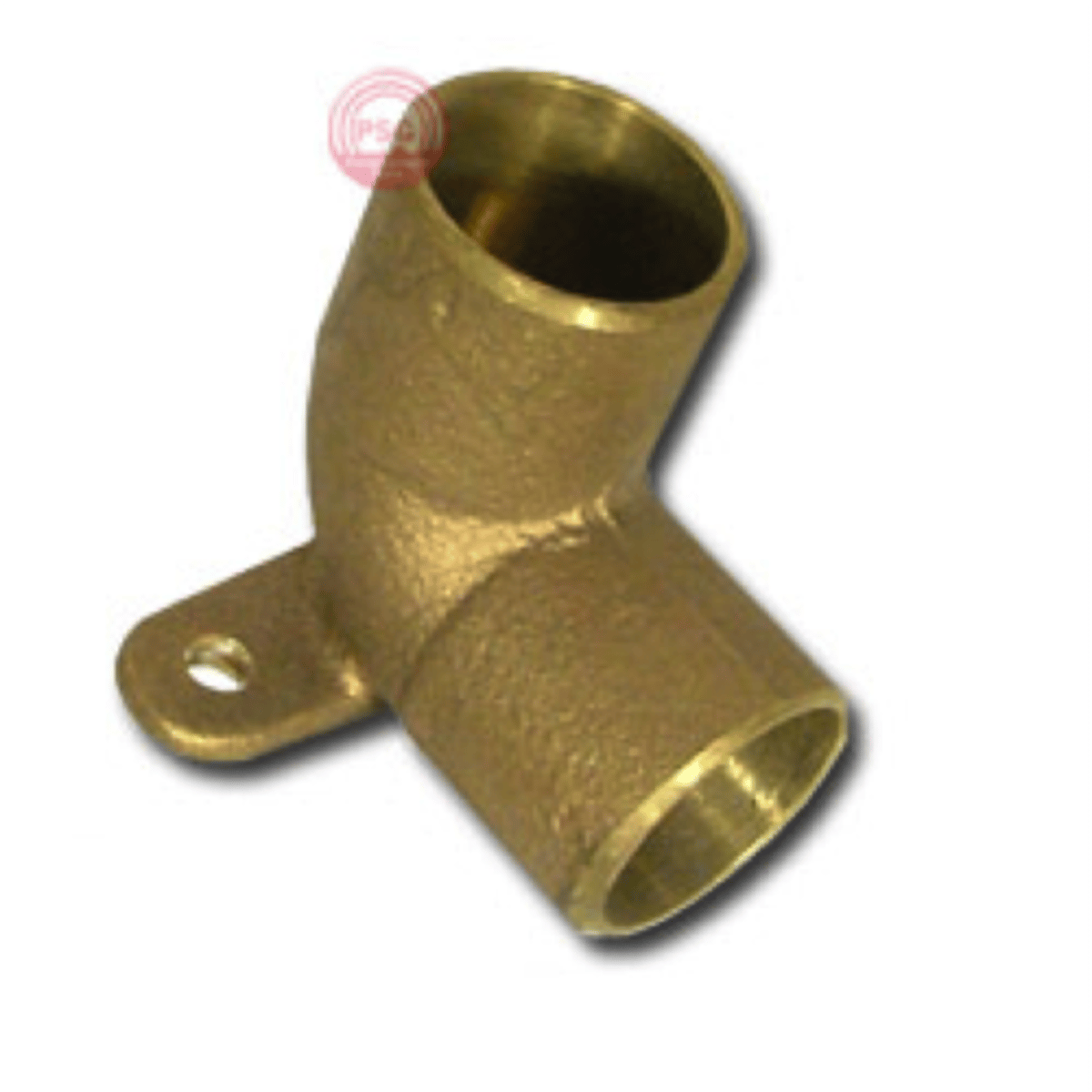 <p>an elbow having lugs for attachment to a wall or joist</p>