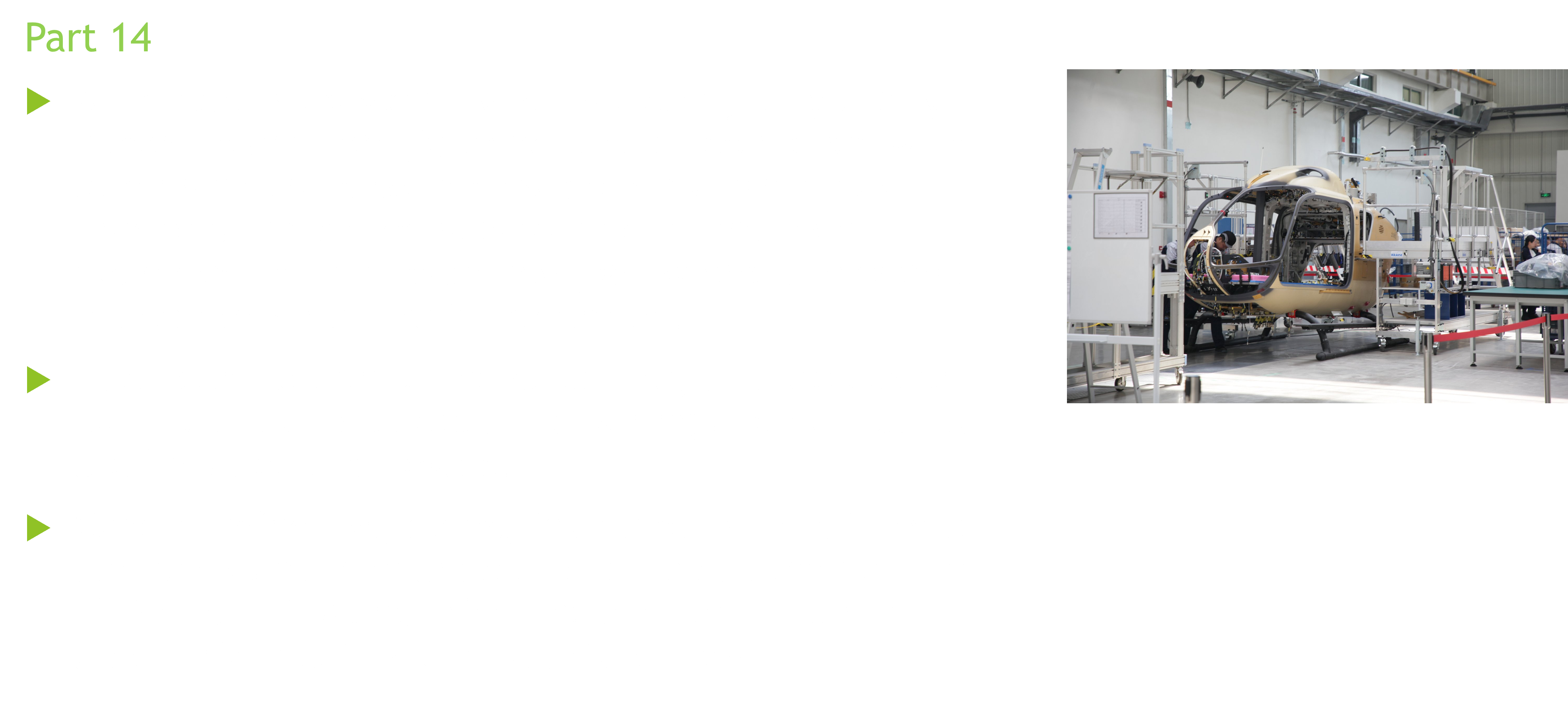 <p>brackets</p><p>propulsion</p><p>Finish-painting and trimming</p>