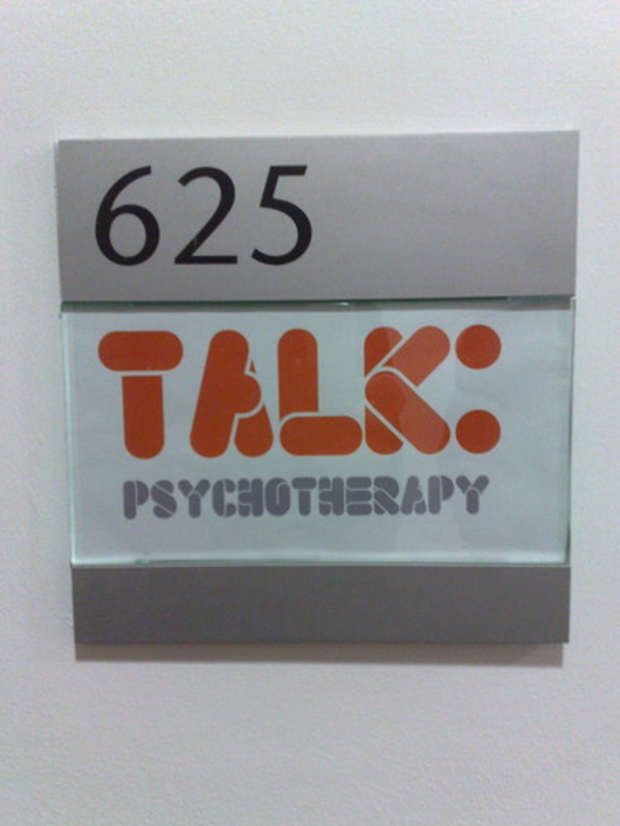 <p>treatment involving psychological techniques; consists of interactions between a trained therapist and someone seeking to overcome psychological difficulties or achieve personal growth</p>