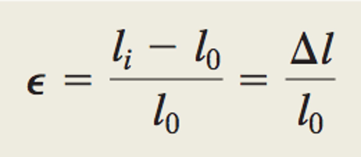 <p>the change in length of sample divided by the original length of the sample</p>