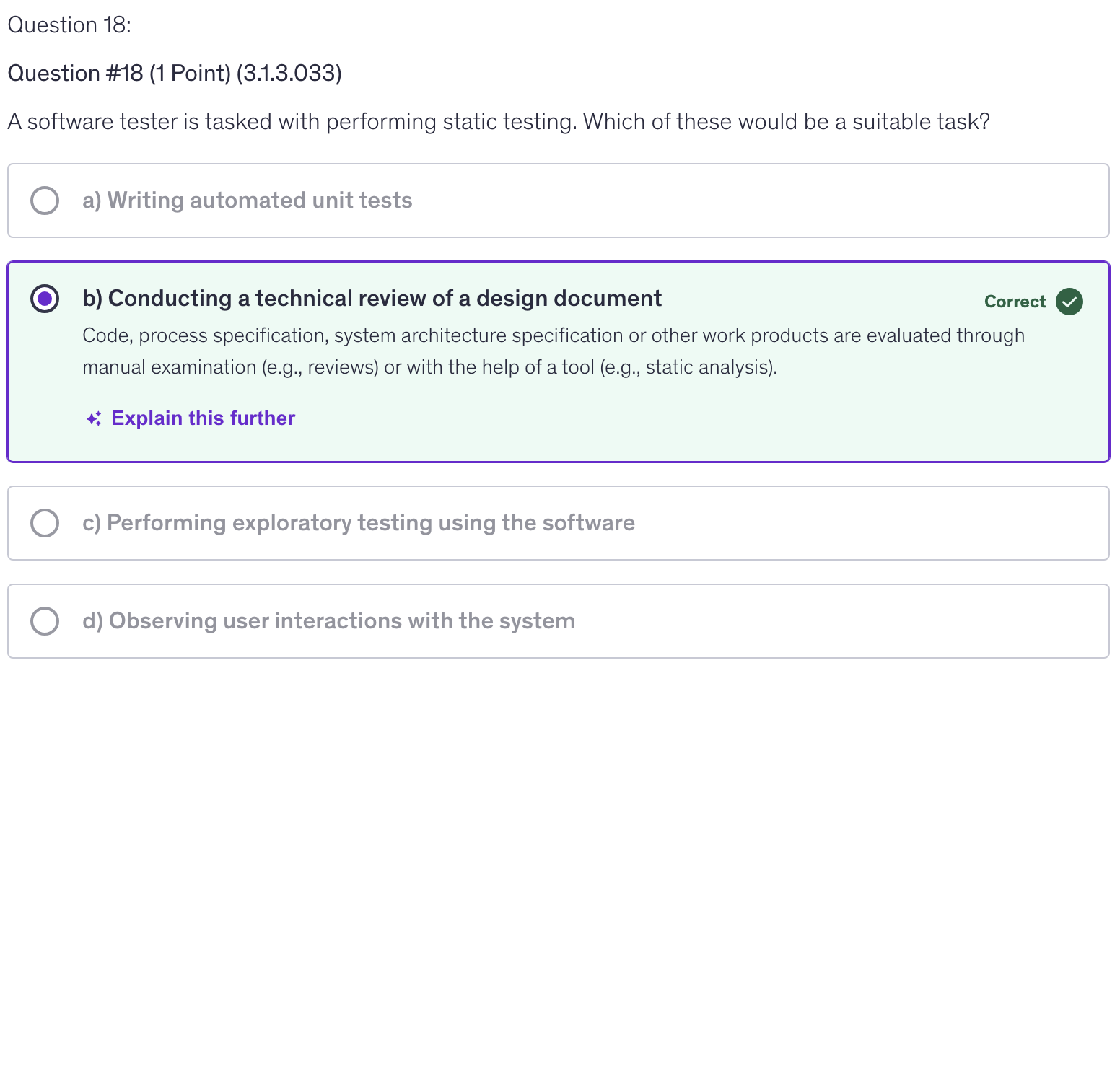<p>b) Conducting a technical review of a design document</p>