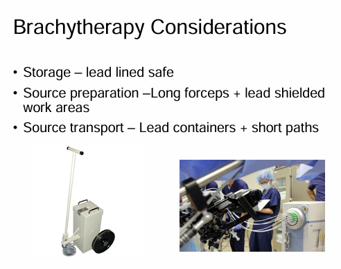 <p>Transfering = short paths (time)</p><p>Storage = proper sheilding (shielding)</p><p>Handling = long froceps (distance)</p>