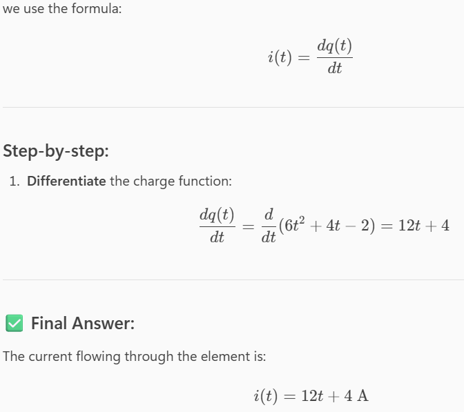 <p>i = (12t + 4) A</p>