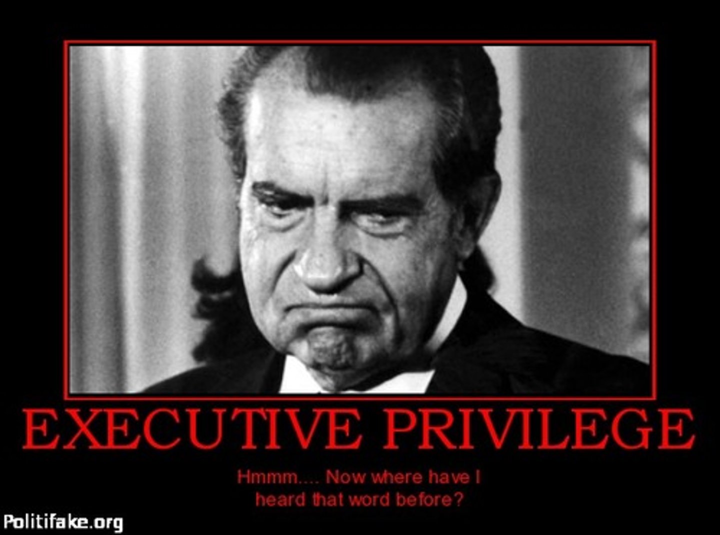 <p>The right of the president to withhold information from Congress or refuse to testify; limited by the Supreme Court in <em>U.S. v. Nixon</em></p>