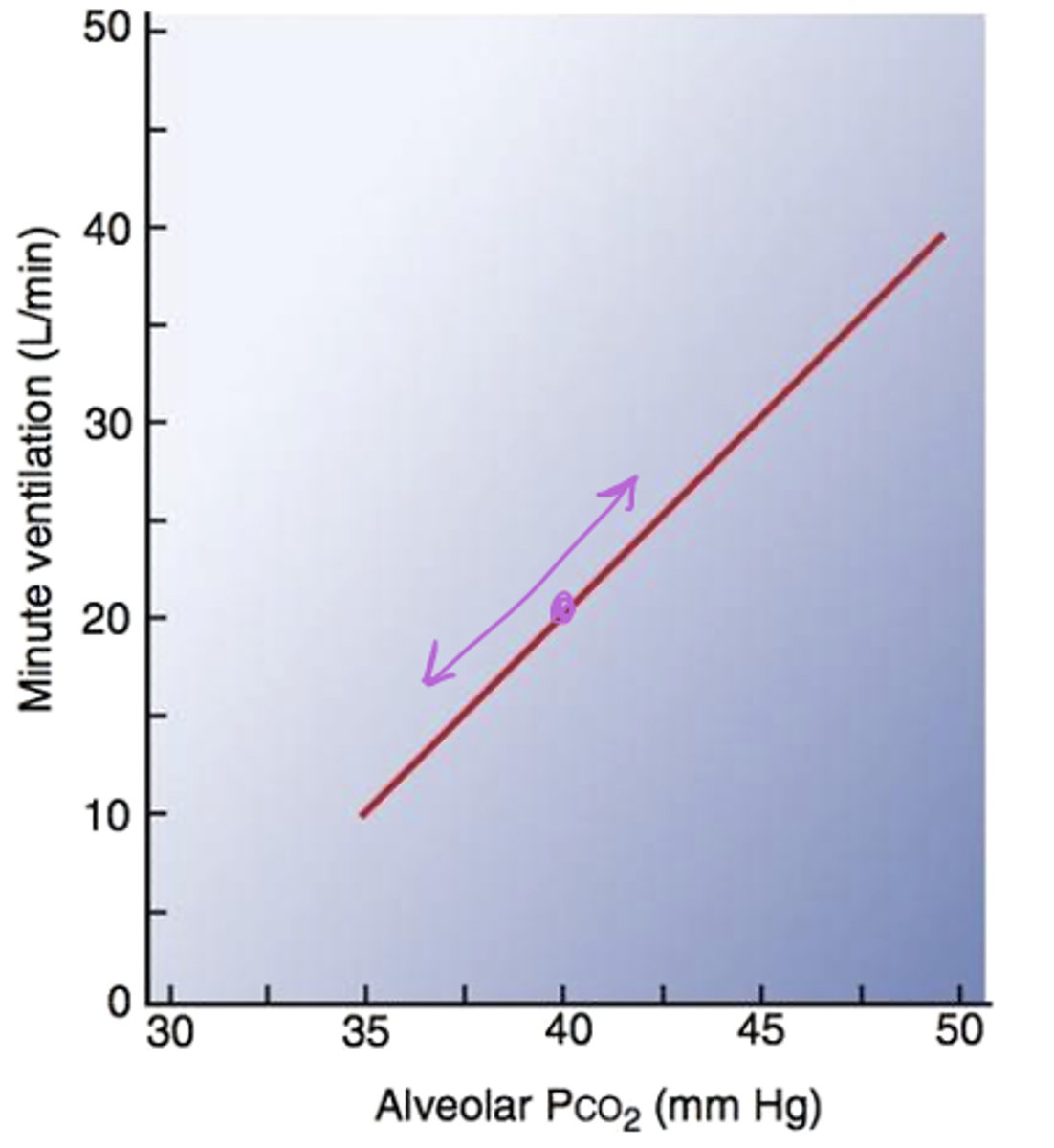 <p>Linear! Because CO2 is a byproduct of metabolism and a volatile acid that we want to get rid of</p>