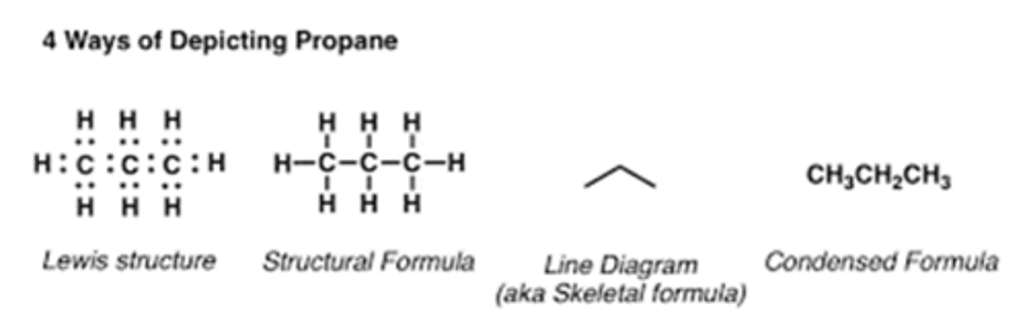 <p>A structural formula that shows the connectivity of all atoms explicitly.</p>