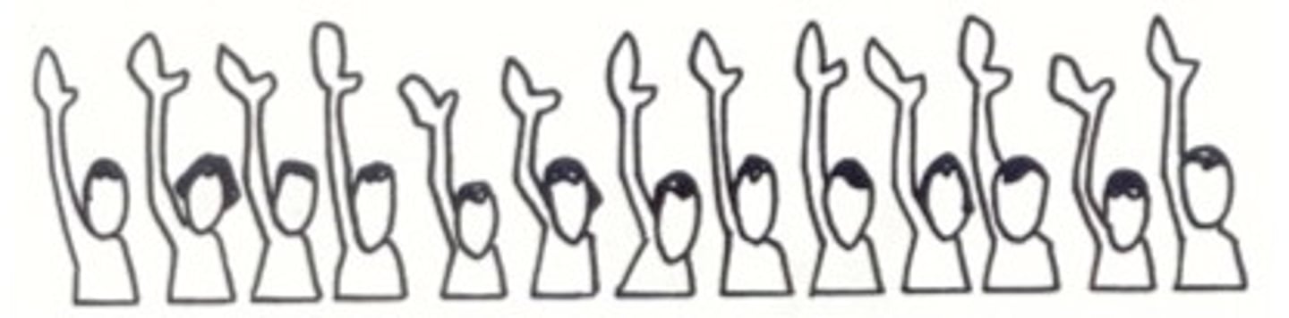 <p>showing complete agreement</p>