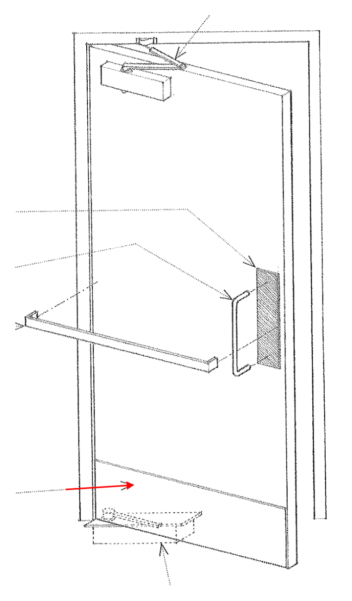 <p><span>A protective metal plate fastened to the bottom of a door to resist blows and scratches</span></p>