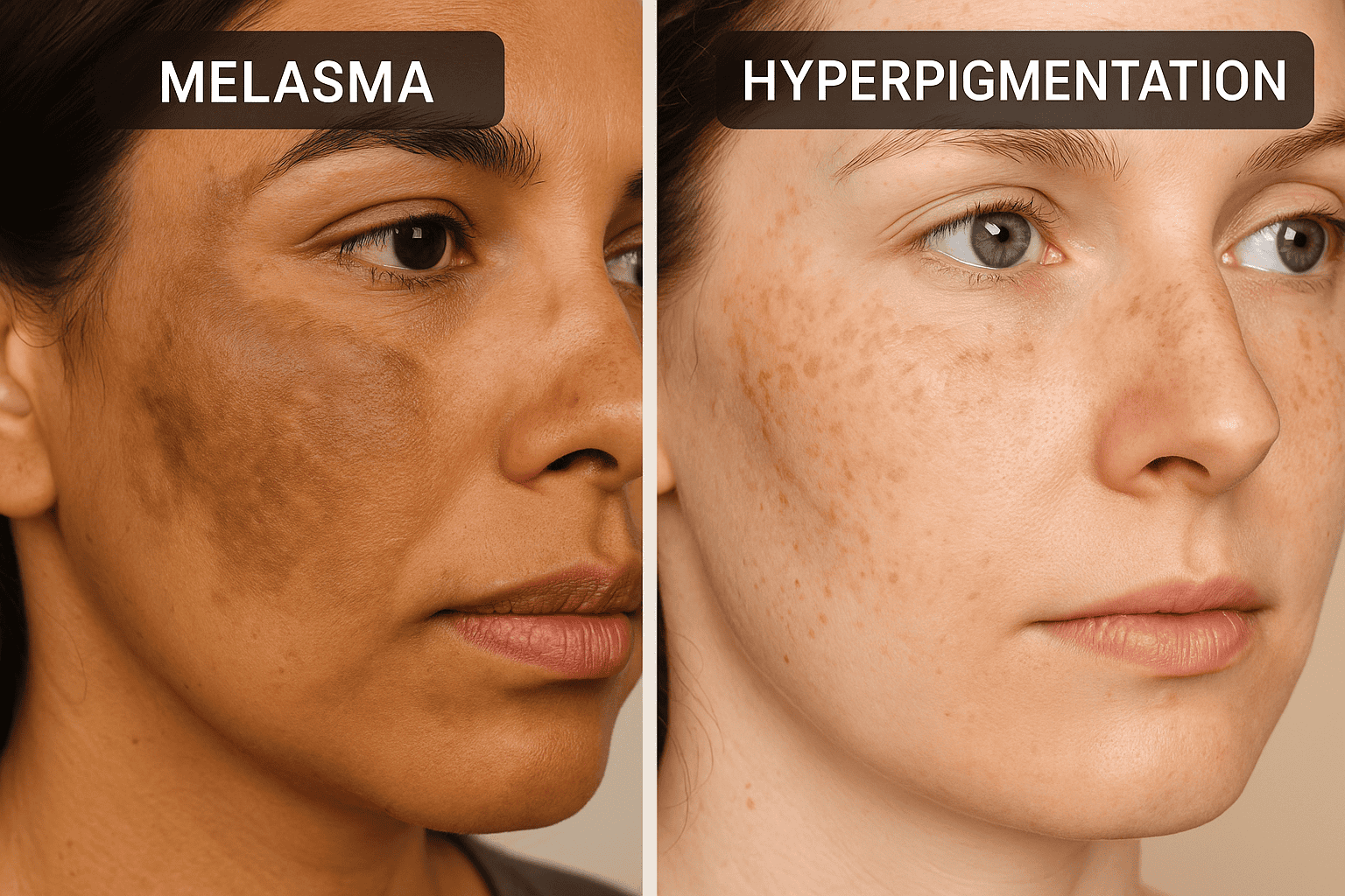 <p>PP: acquired symmetric hyperpigmentation</p><p>E: hormone sensitivity<br>birth control<br>pregnancy <strong>(“mask of pregnancy”)</strong><br>face<br>sun exposure→worsens sx</p><p>TX: difficult<br>peels<br>lasers<br>topical hydroquinone<br>topical tretinoin</p><p>prophx/prevention of worsening sx→spf sun protection</p>