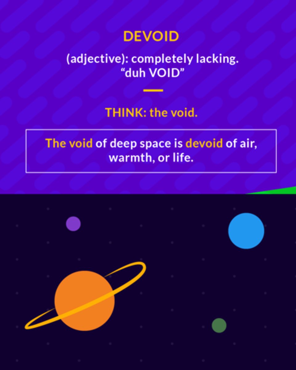 <p>(adj.) lacking</p>