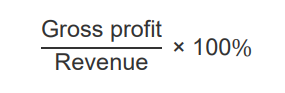 <p>Gross profit/ Revenue * 100%</p>