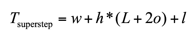 <p>Note: the total time for a message to go from processor A to processor B is L + 2 * o</p>