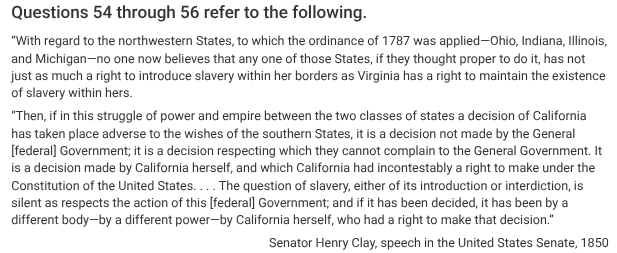 <p>The excerpt best reflects which of the following historical situations?</p>