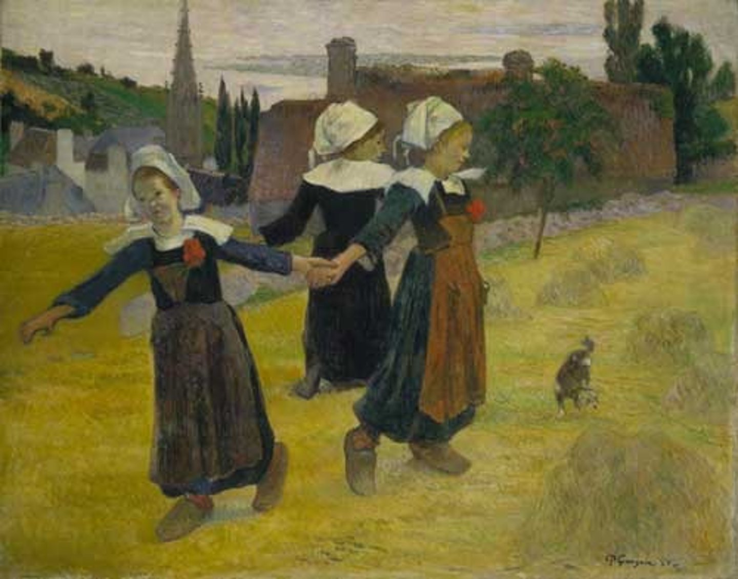 <p>with dancing girls</p>