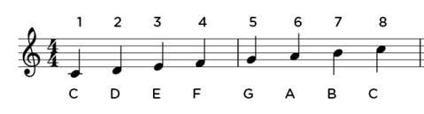 <p>Melody that is made up of notes that follow the order of a particular scale</p>