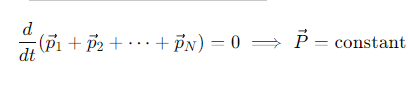 <p>In an isolated system (where no external forces act), the total momentum is conserved</p>