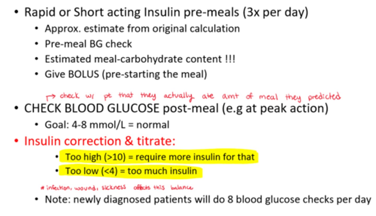 <p>- Too high (BG >10) = require more insulin for that</p><p>- Too low (BG <4) = too much insulin</p>