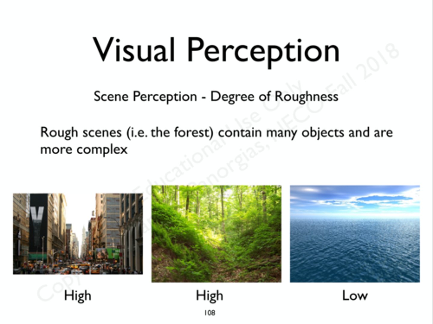 <p>Smooth scenes (low roughness) like the ocean contain fewer small elements. Scenes with high roughness like the forest contain many small elements &amp; are more complex.</p>