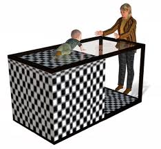 to test babies’ depth perception using an apparent, but not actual from from 1 surface to another