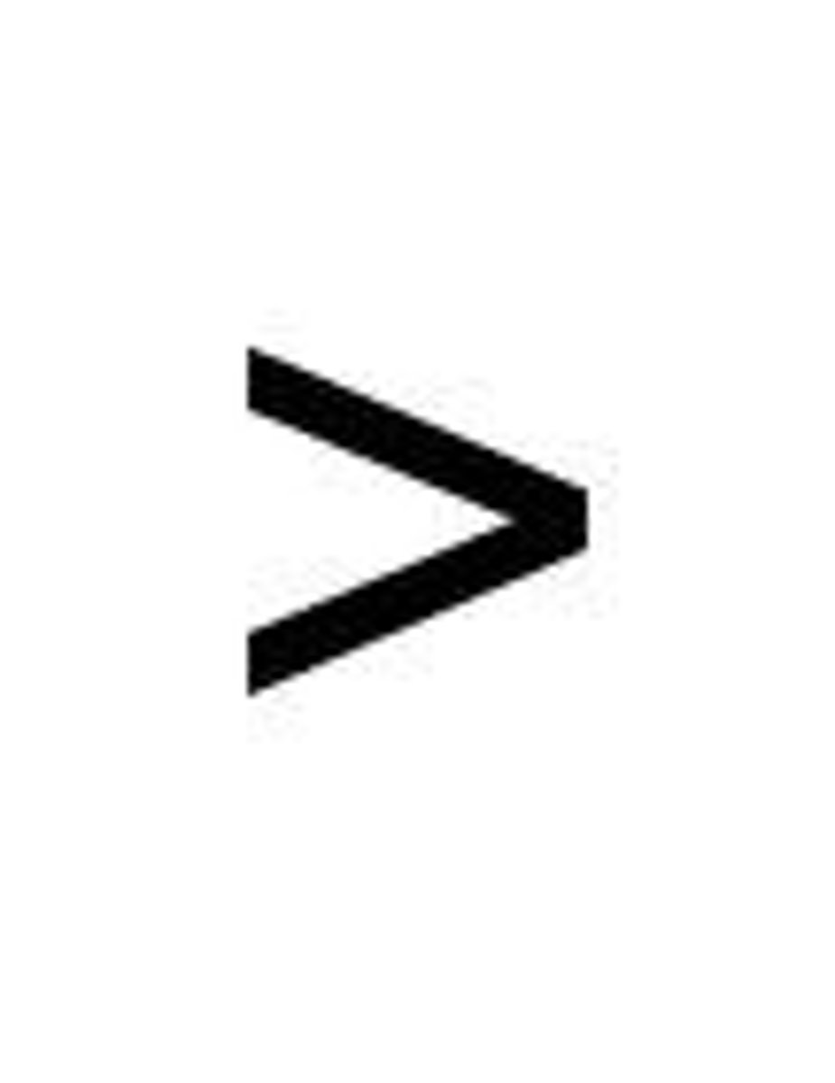 <p>used to compare two numbers when the first number is larger than the second number.</p>