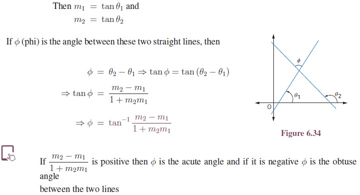 <p>In order to find an angle between two lines, you would first need to know the slopes of both lines so m1 and m2. Then you would use the Tangent function formula of: tan(theta) = (m2 - m1)/(1+ m1m2). For that solution, you would then make it theta = tan^-1 ((m2 - m1)/(1+ m1m2).)</p>